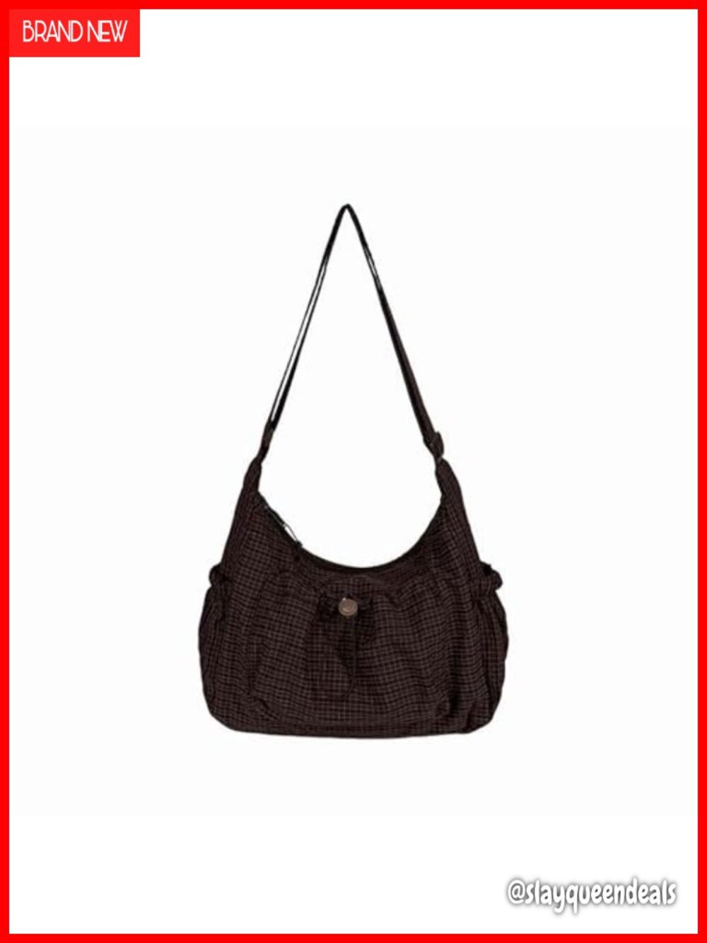 Womens Nylon Hobo Crossbody Bag Plaid Slouchy Messenger Purse